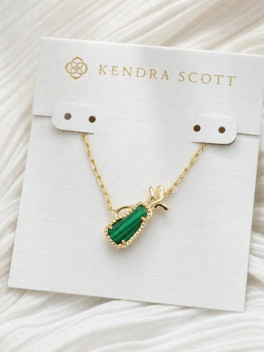 Kendra Scott Golf Gold Green Malachite Pendant Necklace